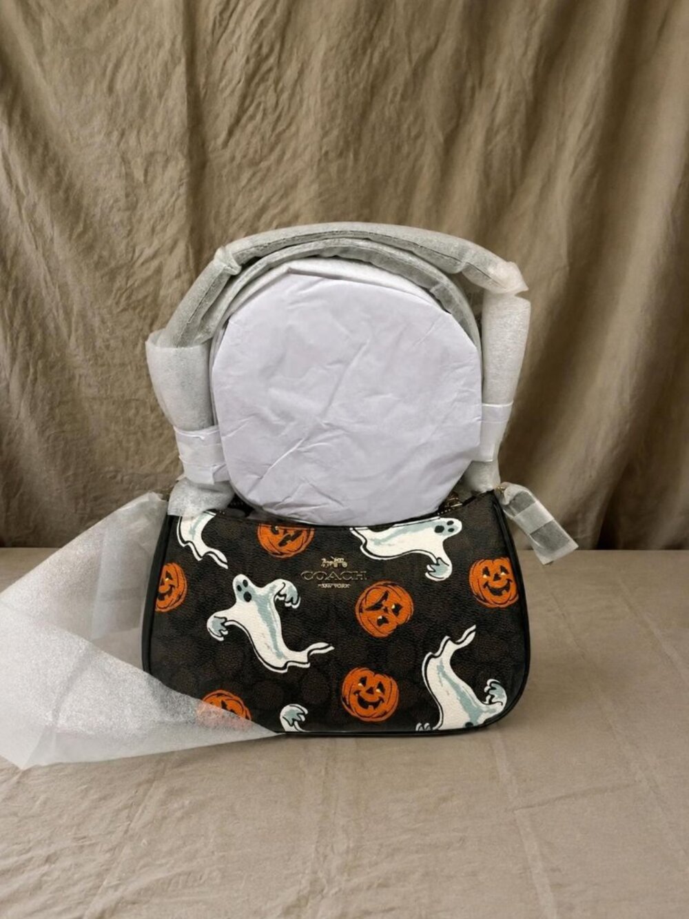 Limited Edition Coach Teri Bag Signature Canvas Halloween Ghost Pumpkin Motif